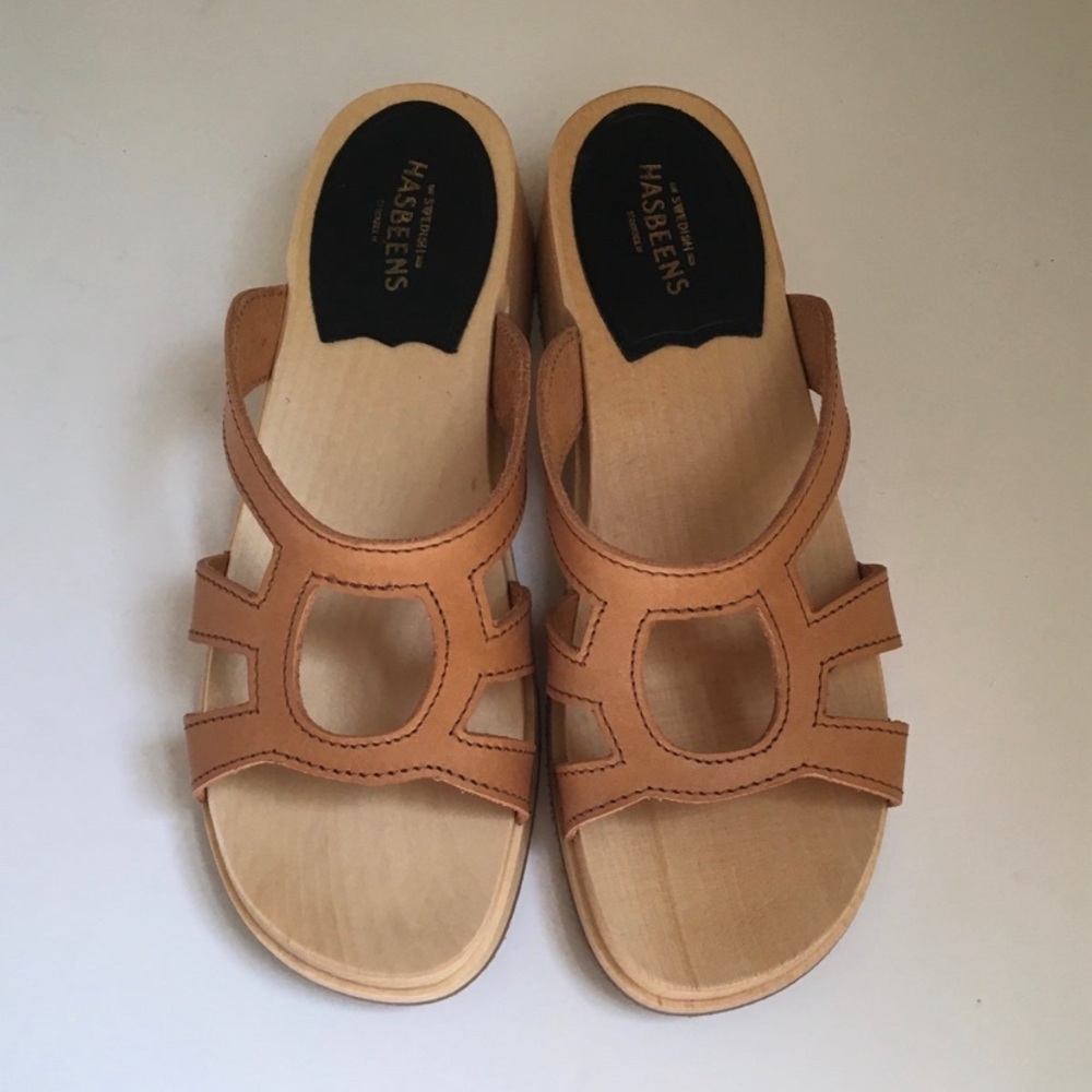 Swedish Hasbeens Slide Clog Sandals, Luxury Slipper, Medium Brown, Size 36